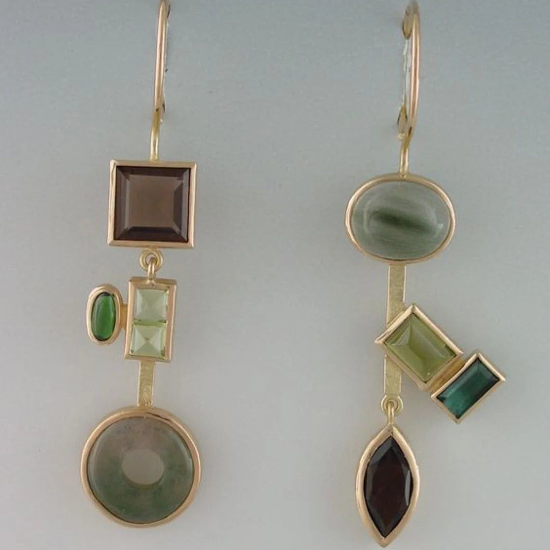 Wiszące kolczyki z kryształkami w stylu vintage | Złoto 0